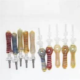 fumando vidro de vidro de silício Mini canos de água com unhas de titânio gr2 10mm Concentrate Dab Straw Silicone Oil Plates