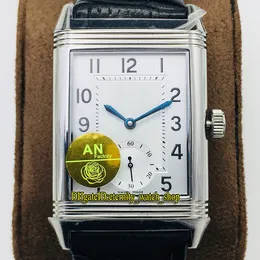 Top-version anf reverso flip på båda sidor dubbla tidszon 3848420 vit dial cal.854a / 2 mekaniska handlindning mens klocka flip klockor 055