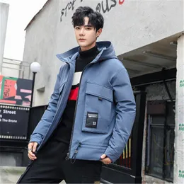 男性ダウンジャケットファッション韓国語版ツーリングツーリングプルオーバーアウターウェアデザイナー男性新しい長袖カジュアルジッパーカップルフード付きコート