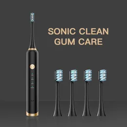 Escova de dentes elétrica Sonic IPX7 de 16 modos com 5 cabeças de escova de reposição - Escova elétrica de viagem inteligente recarregável ultrassônica para atendimento odontológico superior