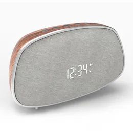 Freeshipping Retro Wood Bluetooth Speaker Wireless Outdoor Högtalare Portable FM Radio Electronic Snooze Alarm Clock Högtalare