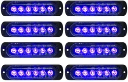 Hurtownie 100 sztuk Niebieski 6 LED Ultra-Thin Car Side Marker Lights for Ciężarówki Strobe Flash Lampa LED Miga Lampka ostrzegawcza