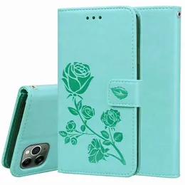 For iphone 11 flip leather wallet case pro x xr xs max 6 7 8 plus s9 s10 fashion designer embossed rose flower phone cases