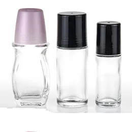 30ml 50ml Clear Glass Roll On Bottle Essential Oil Perfume Bottle Travel Dispenser Bottle Glass Roller Ball PP Cap Sn4594