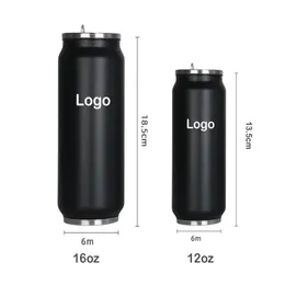 Logo personalizzato 12 once 16 once di personalità cola può modellare acciaio inox 304 Doppia parete isolata a perfetta tenuta portatile della bottiglia di acqua tumbler con coperchio