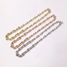 High Quality Stainless Steel U Shape Lock Chain Rose Gold Silver Color Thick Chain Necklaces For Women And Men Jewelry