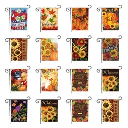 Hot Pumpa sjunker Maple Leaf Sunflower Thanksgiving Garden Flag Courtyard Welcome Fall Flag Yard Banner Flaggor 30 * 45cm T2i51542