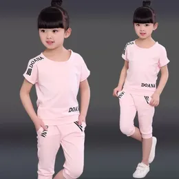 新しい夏の女の子の服セット子供服セットショートスウェットシャツ+パンツ2ピースの赤ちゃん女の子服3 4 5 6 8 9 10 12年