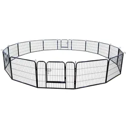 High Quality Portable outdoor folding 16-panel heavy duty metal pet playpen Garden pet toy W24101524