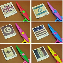 6pc lot Children Kids Paper Craft Scissors 6 Cutting Patterns Curved Edges DIY Decorative Scissor For Scrapbook Album Photos C0926