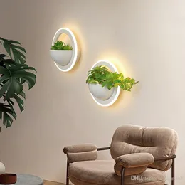 Lâmpadas de parede de LED modernas de 20cm de 20cm para quarto de cabeceira de cama branca lâmpada de parede de parede de lâmpadas de parede com planta com planta