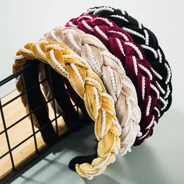 Pärlor huvudband kvinnor koreanska vrider hårband kvinnor huvudet slitage flicka hår scrunchie tyg knutna huvudband vintage twist turban