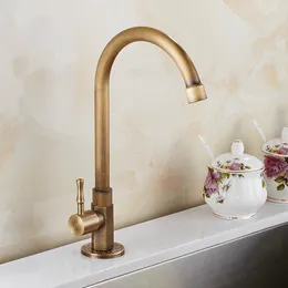 High Quality Brass Classic Gooseneck Single Lever 1-Hole Kitchen Sink Faucet Mixer Tap Bronze Brushed Finish