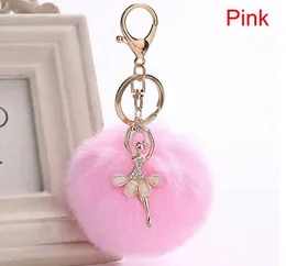 8 centimetri Donne PomPom Peluche Portachiavi Pom Pom Danza Angelo Portachiavi Fluffy Rex Coniglio Palla di Pelo Catena Chiave Della Borsa Del Pendente di Fascino