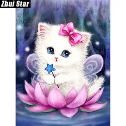 Zhui Star Vollquadrat Bohrer 5D DIY Diamant Malerei „Katze Lotus“ 3D Stickerei Set Kreuzstich Mosaik Dekor Geschenk VIP