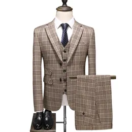 Men's Suit Men's Business Casual Suit Wedding Ball Groom Official Suit Men's Three Pieces Set Suits (Jacket + Pants + Vest)