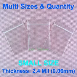 Multi storlekar Antal 2,4 mil Poly Zipper Väskor Små storlek inches (1,5 - 4) x (2,5 "till 6") Plastförpackning (4 10cm) * (65 150mm)