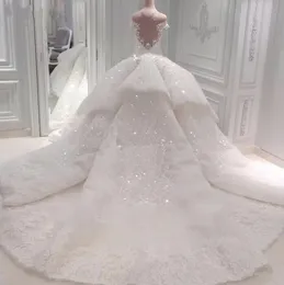 Sweetheart Off Shoulder Wedding Dresses 2020 Lace Appliques Ball Gown Long Train Bridal Gowns Vestido de Novia