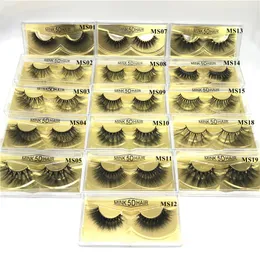 20mm 22mm 3D Vizon Kirpikleri 16 Stiller Yanlış Kirpik 5D Vizon Kirpik Kirpik Uzatma Doğal Fulffy Vizon Göz Lashes Makyaj