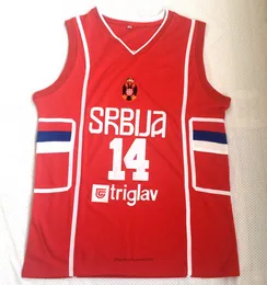 Europei Serbia Nikola 14 Basketball Jersey da uomo ricami maschi