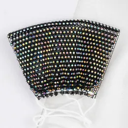 bling face mask designer fashion rhinestone female colorful AB diamond masks personalized decorative veil facemask wholesale