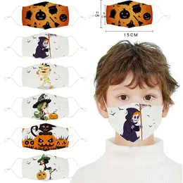 DHL 2020 Halloween pumpkin 3D Printed Kids designer face mask adjustable protective mask dust and haze breathable fashion face masks