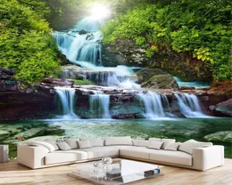 Romantisk landskap 3d väggmålning tapet berg vattenfall skönhet naturlandskap målning bakgrund vägg dekoration dh tapeter