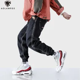 Dżinsy Mężczyźni Pasek Stripe Trudny Solid Dżinsy Dżinsy Dżinsowe Spodnie ołówkowe High Street Hipster Casual Baggy Streetwear