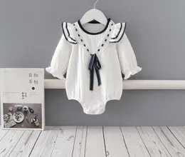 2020 Spring Fall Baby Kids Kläder Klättring Långärmad Round Collar Simple Design Romper Infant New Born Rompers 0-2T