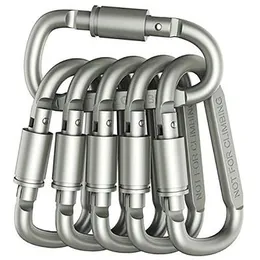 Virson 5 Stück Aluminium-Karabiner D-Ring Schlüsselanhänger Clip Outdoor Camping Schlüsselanhänger Karabinerhaken Wasserflasche Bergsteigen Haken Kletterzubehör