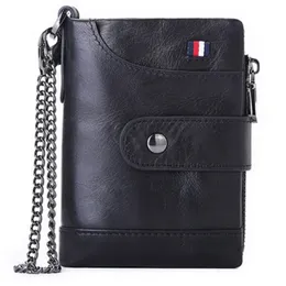 Luxury Mens Genuine Leather Wallet With Zipper And Hasp Vintage Money Clip Credit SIM Card Holder Coin Purses Pouch Wedding Gifts For Man