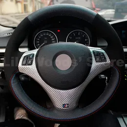 diy Black Genuine Leather Auto Custom Steering Wheel Covers for BMW 128i 135i / 325i 328i 328xi 328ixDrive / 330xi / 335i 335xi 335d 335i xD