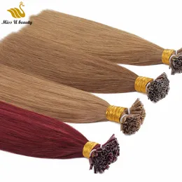 U tip Nail Human Hair Extensions HairBundles Black Brown Blonde Color Pre-Bonded HairExtensions 100strands a pack