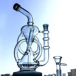 New Arrival Recycler Szkło Bongs 14mm Kobiet Joint Inline Perc Water Pipes Oil DAB RIG BONG HOISHS z miską