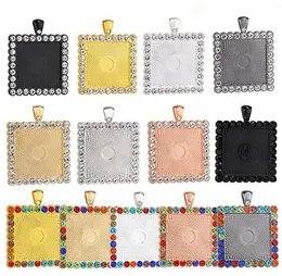 Feito feito sob encomenda Foto quadrada Pingente 25mm 30mm Bling strass Pingente com acessórios de vidro Pingente de imagem personalizado DIY presente de aniversário