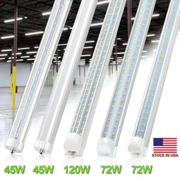 240CM T8 LED Bulbs 60W 72W 120W V Shaped LED Tube 4ft 8ft 8 ft Integrated LED Tube Light Replacement Fluorescent Lamp AC85-265V