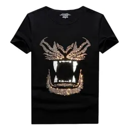 Casual Genialne Rhinestone krótkie rękawy Tops Men T-shirts Crew Neck Streetwear Tee Slim Fit koszule na Summer2024