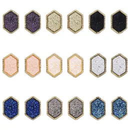 Moda druzy brincos drusy banhado a ouro Polygon Hexagon Geometria falso brincos de resina de pedra natural para as mulheres de jóias