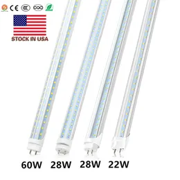 Lager i US + BI-pin 4FT LED T8 Tubes Light 18W 22W 28W 60W Dubbelrader T8 Byt vanlig rör AC 110-240V