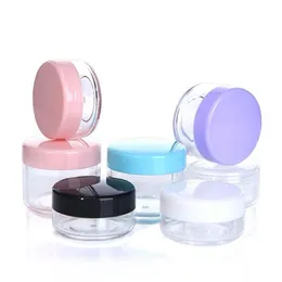 10g 15g 20g Refillable Plastic Screw Cap Lid with Clear Base Empty Cosmetic Jar for Nail Powder Bottle Eye Shadow Container LX2761