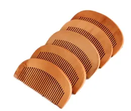 Eco-Friendly Wood Comb Billiga Natural Peach Trä Comb Beard Comb Pocket Hair Brush kan skriva ut logotyp
