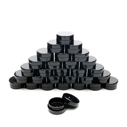 Empty Cosmetic Containers with Lids 3g Plastic Small Refillable Travel Bottle Leak Proof Round Black Jars for Slime Sample