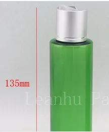 Flacone verde smeraldo da 100 ml con tappo superiore in alluminio argento, contenitore contagocce, flacone in PET, flaconi campione