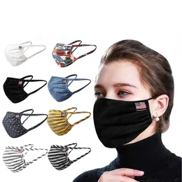 3D Spotted Striped American Flag Designer Face Mask Dammsäker Reusable Cloth Masks Protection Anti Damm Protective Masks Gratis frakt