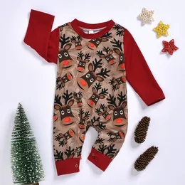 Wiosna i jesień 2020 Moda Noworodek Odzież Baby Boys i Girls Christmas Odzież dziecięca Popularne dziecięce Renifer Romper One Piece