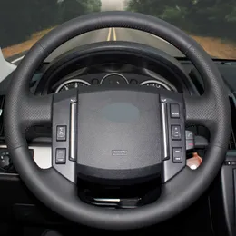 DIY mão-costurado Preto suave Artificial Car Couro cobertura de volante para Land Rover Freelander 2 2007-2012