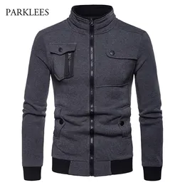 Irregular 4 pocket Designed Jacket Men Fashion Stand Collar Zipper Cotton Casaco Masculino Casual Hiphop Jackets Coats Mens X0621