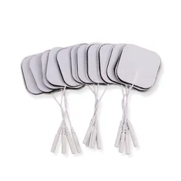 Electric Massagers 100Pcs/lot 5*5cm 2mm Plug Reusable Self Adhesive Tens Electrode Pads For Nerve Muscle Stimulator Digital Physiotherapy Ma