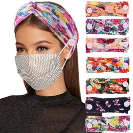 2020 summer women Elastic non-marking mask headband Ladies cross anti-stroke headband Yoga button headdress