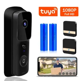 초인종 Tuya Wifi Dotorbell 1080P HD 비디오 인터콤 도어 폰 스마트 라이프 무선 보안 카메라 IR 야간 투시경 알람